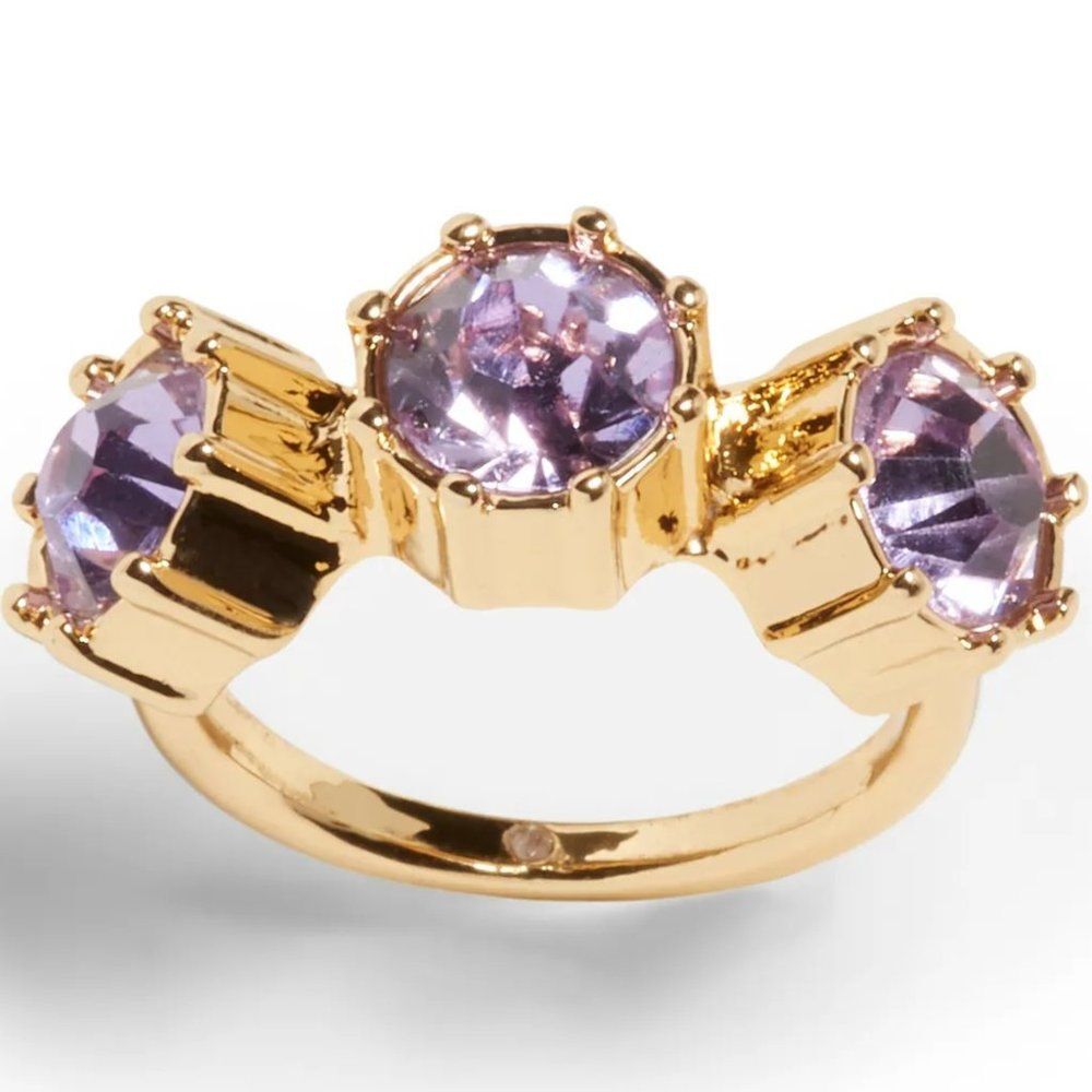 Banana Republic  Roots of BR Gemstone round Three Stone Crystal Ring 8  NWT 48